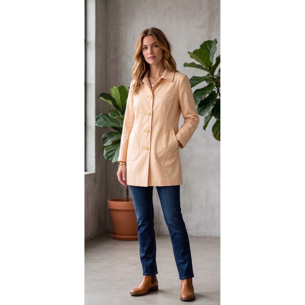 Womens Jacket L Sunny Butter Yellow Spring Relaxed Fit Button Pockets Minimalist